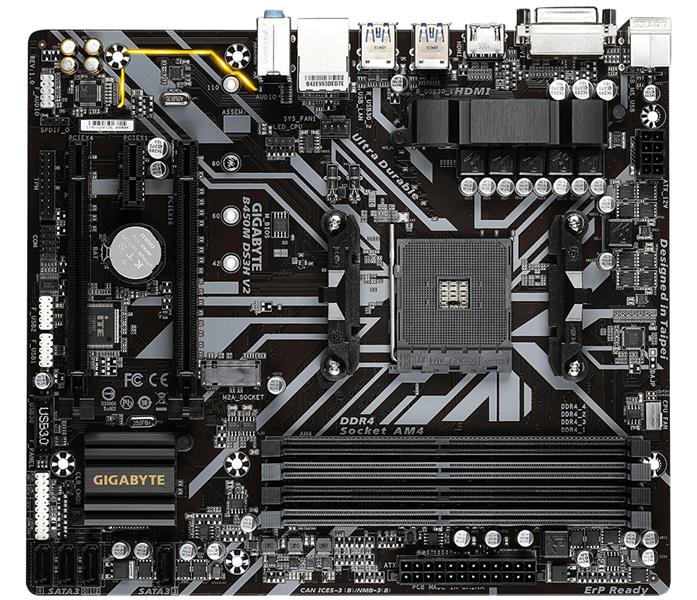 Gigabyte GA-B450M-DS3H V2 (AM4) (D) AMD B450 Socket AM4 micro ATX