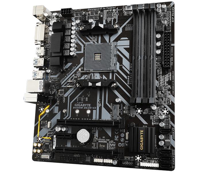 Gigabyte GA-B450M-DS3H V2 (AM4) (D) AMD B450 Socket AM4 micro ATX