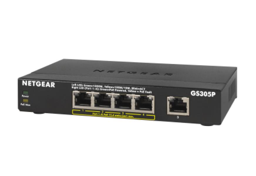 Netgear GS305Pv2 Unmanaged Gigabit Ethernet (10/100/1000) Power over Ethernet (PoE) Zwart