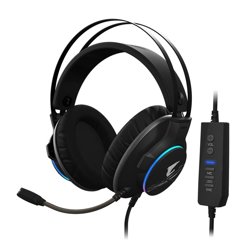 Gigabyte AORUS H1 hoofdtelefoon/headset Hoofdtelefoons Hoofdband USB Type-A Zwart