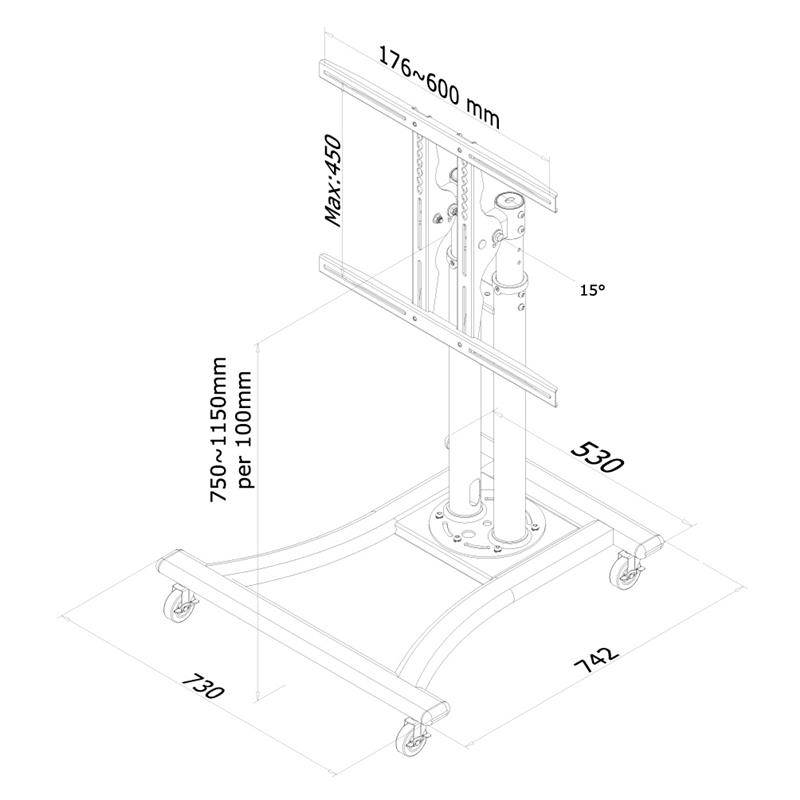 Newstar verrijdbaar flatscreen meubel