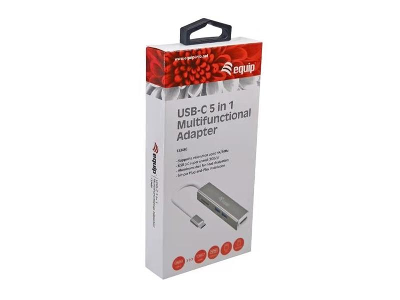 Equip 133480 interface hub USB 3.2 Gen 1 (3.1 Gen 1) Type-C 5000 Mbit/s Zilver