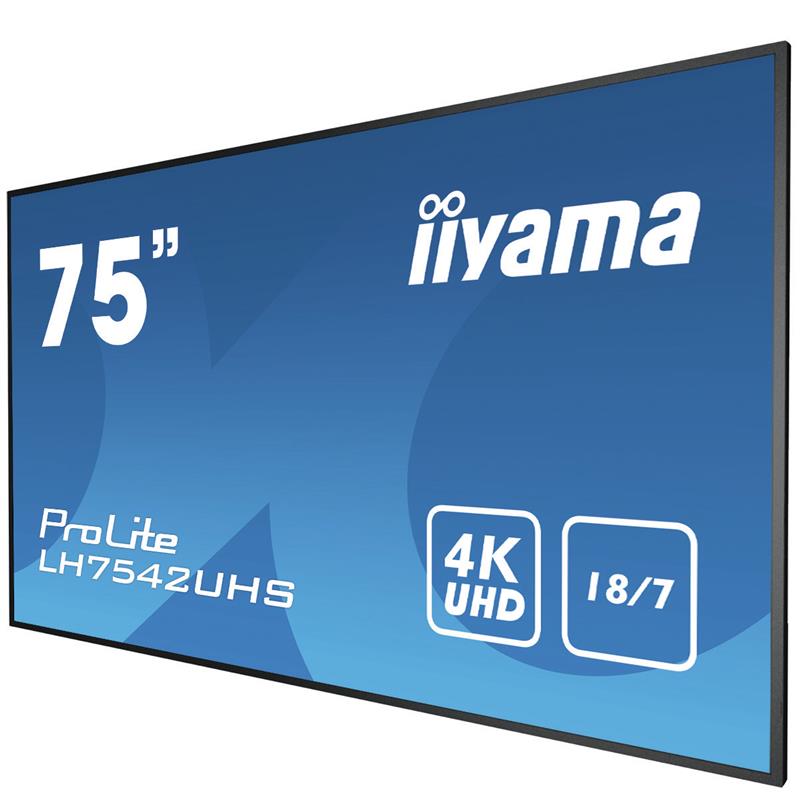 iiyama PROLITE LH7542UHS-B3 Digitale signage flatscreen 189,2 cm (74.5"") IPS 4K Ultra HD Zwart Type processor Android 8.0
