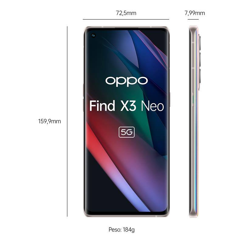OPPO Find X3 Neo 16,6 cm (6.55"") Dual SIM ColorOS 11.1 5G USB Type-C 12 GB 256 GB 4500 mAh Zilver