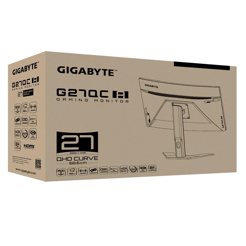 Gigabyte G27QC A computer monitor 68,6 cm (27"") 2560 x 1440 Pixels 2K Ultra HD LED Zwart