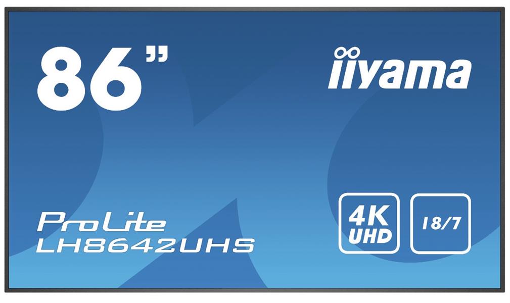 iiyama LH8642UHS-B3 beeldkrant Digitale signage flatscreen 2,17 m (85.6"") IPS 500 cd/m² 4K Ultra HD Zwart Type processor Android 8.0 18/7