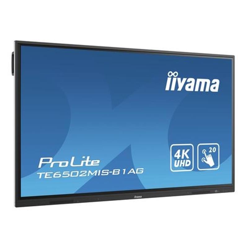 iiyama TE6502MIS-B1AG interactive whiteboards & accessories 165,1 cm (65"") 3840 x 2160 Pixels Touchscreen Zwart