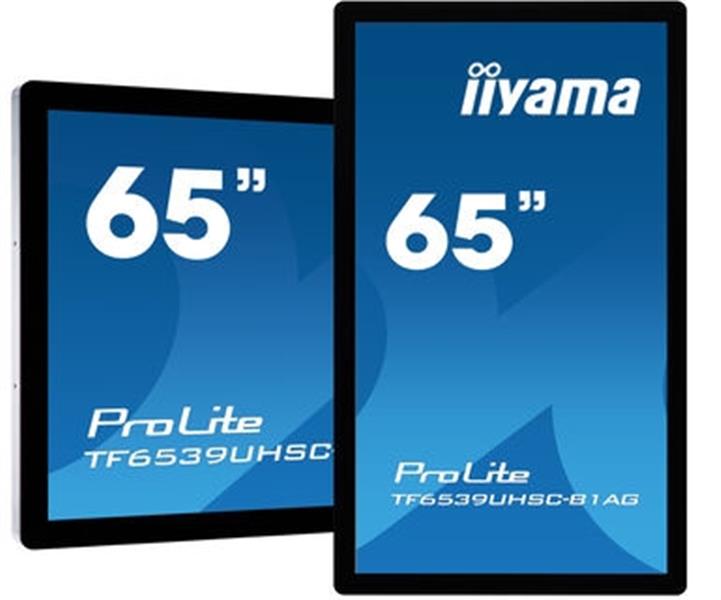 iiyama TF6539UHSC-B1AG interactive whiteboards & accessories 165,1 cm (65"") 3840 x 2160 Pixels Touchscreen Zwart USB