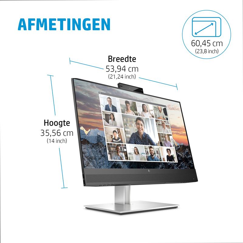 HP E24m G4 60,5 cm (23.8"") 1920 x 1080 Pixels Full HD Zwart, Zilver