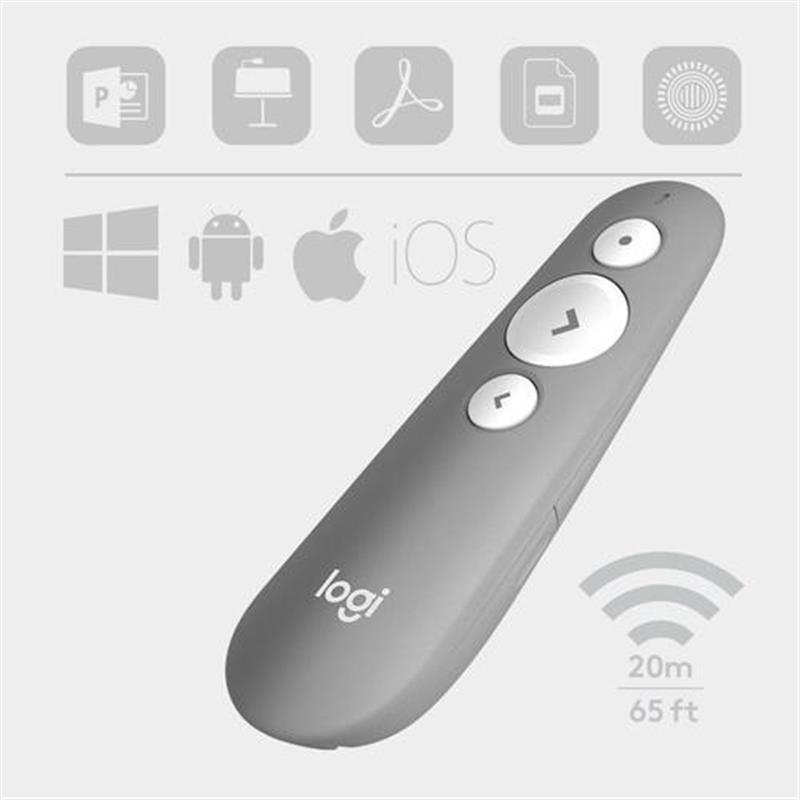 Logitech R500 Draadloze presenter Bluetooth/RF Grijs