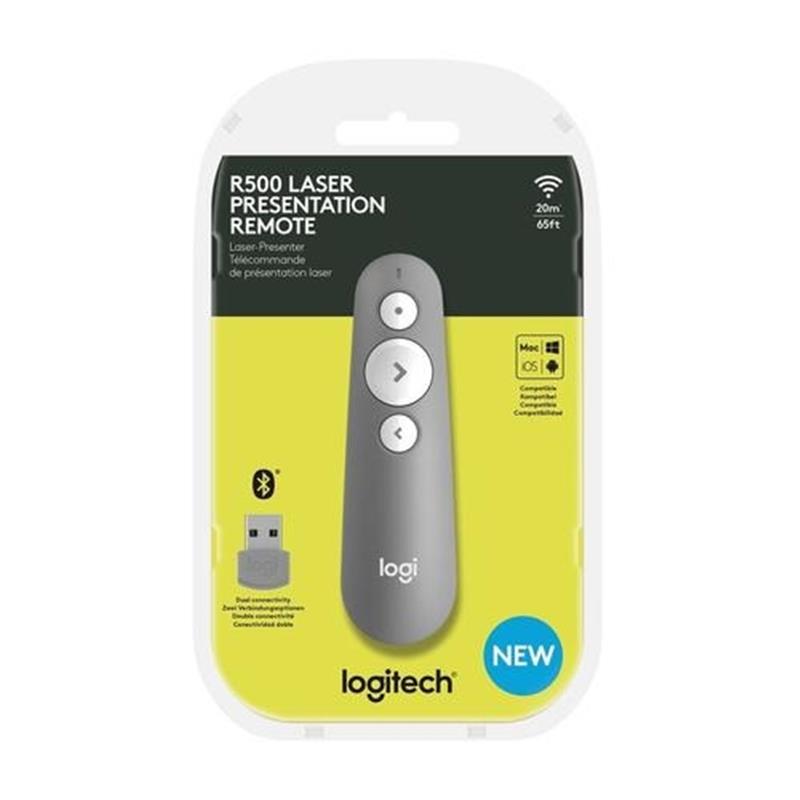 Logitech R500 Draadloze presenter Bluetooth/RF Grijs