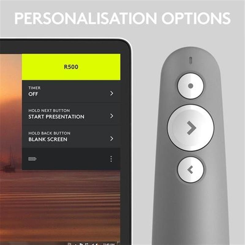 Logitech R500 Draadloze presenter Bluetooth/RF Grijs