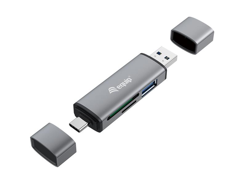 Equip 245460 geheugenkaartlezer USB 3.2 Gen 1 (3.1 Gen 1) Type-A/Type-C Grijs