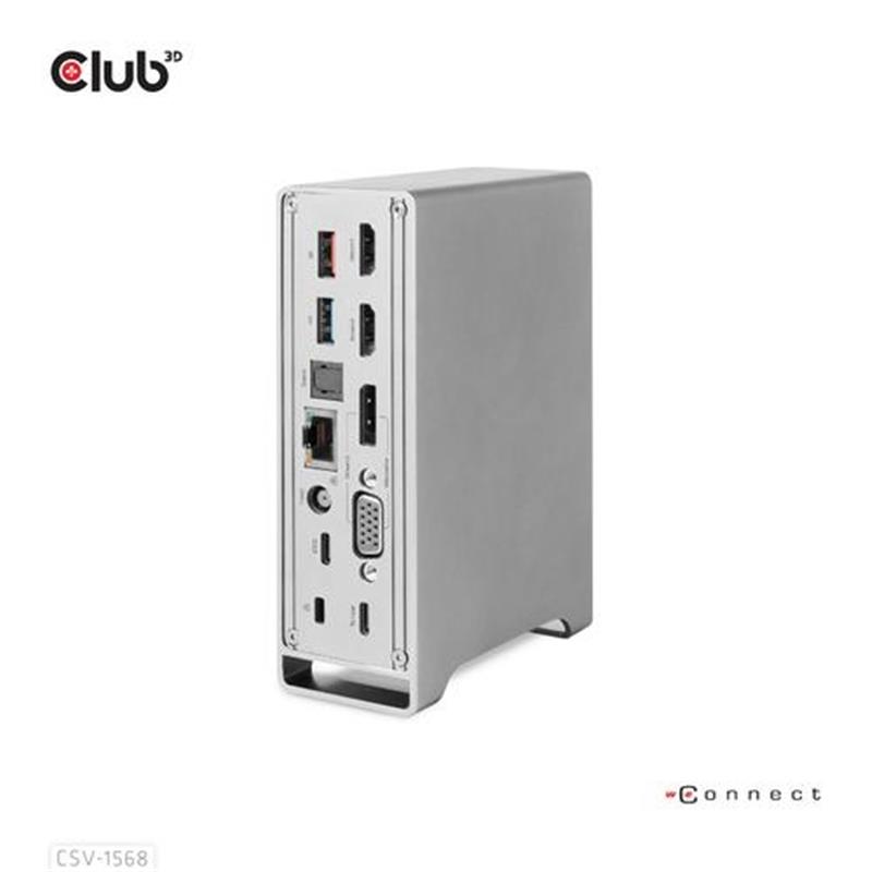 CLUB3D USB type C Universeel docking station 2x USB Gen2 Type-A 1x USB Gen1 Type-A 1x USB Type-A (ROOD) Smart Charging-poort 5V/2.4A Max. • 2x HDMI (D