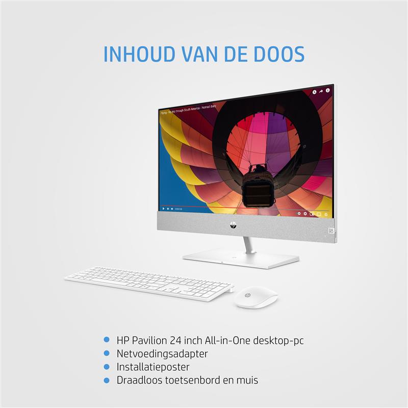 HP Pavilion 24-ca0695nd AMD Ryzen™ 7 60,5 cm (23.8"") 1920 x 1080 Pixels 8 GB DDR4-SDRAM 512 GB SSD Alles-in-één-pc Windows 11 Home Wi-Fi 6 (802.11ax)