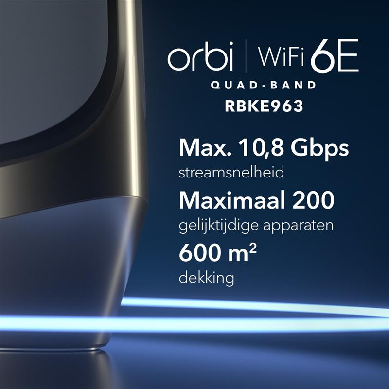 NETGEAR Orbi Quad-band RBKE963 AXE11000 WiFi 6E Mesh System