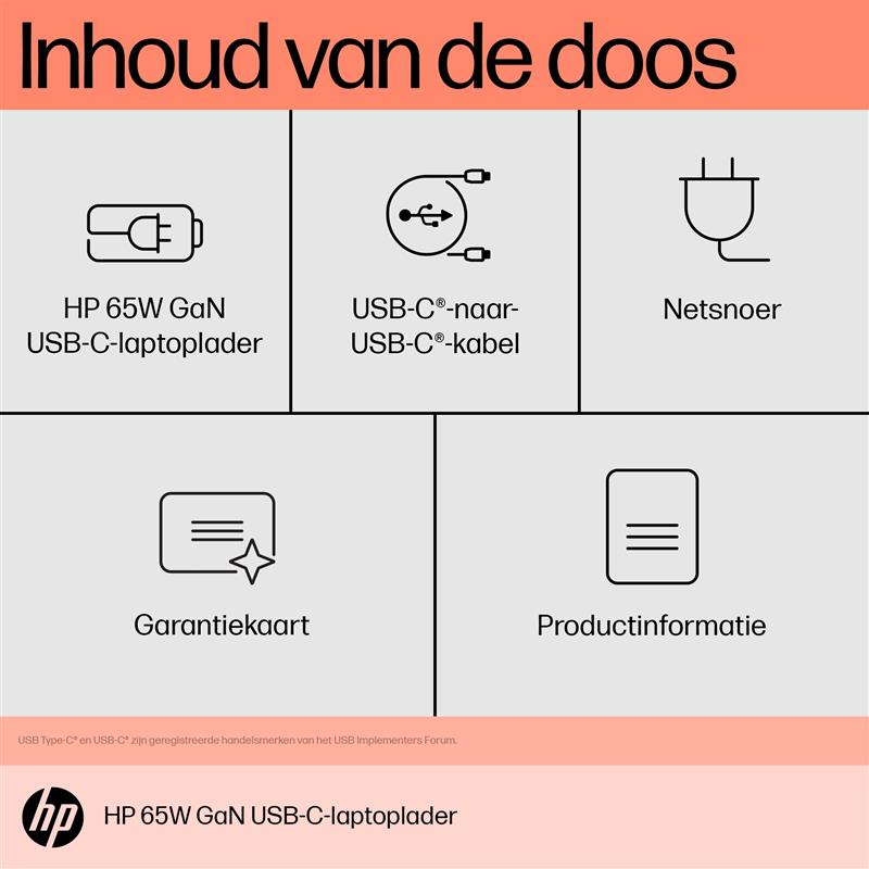 HP 65W GaN USB-C laptoplader