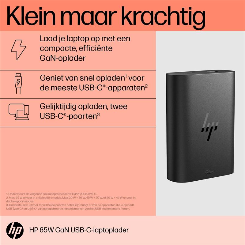 HP 65W GaN USB-C laptoplader