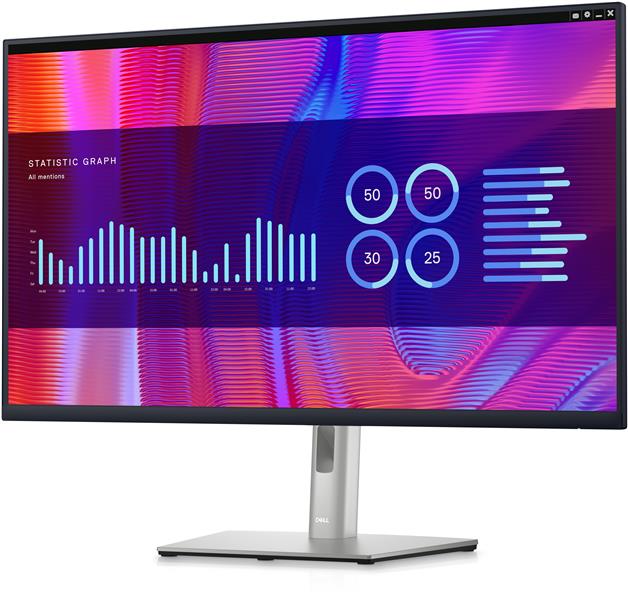 DELL P Series P3223DE 80 cm (31.5"") 2560 x 1440 Pixels Quad HD LCD Zwart, Zilver