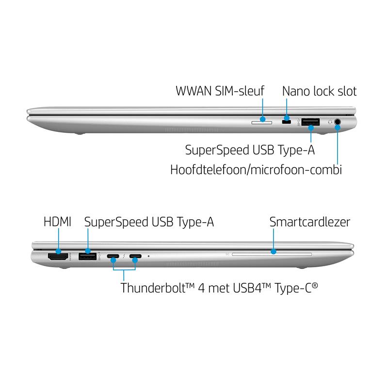 HP 1040 G9 i5-1235U Hybride (2-in-1) 35,6 cm (14"") Touchscreen WUXGA Intel® Core™ i5 16 GB 256 GB SSD Wi-Fi 6E (802.11ax) Windows 10 Pro Zilver