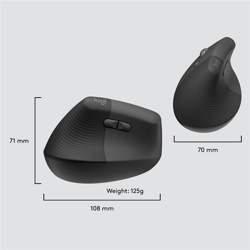 Logitech LIFT WL Vertical Ergonomic for Busi. grafit LEFT BT für Linkshänder, 6 Tasten