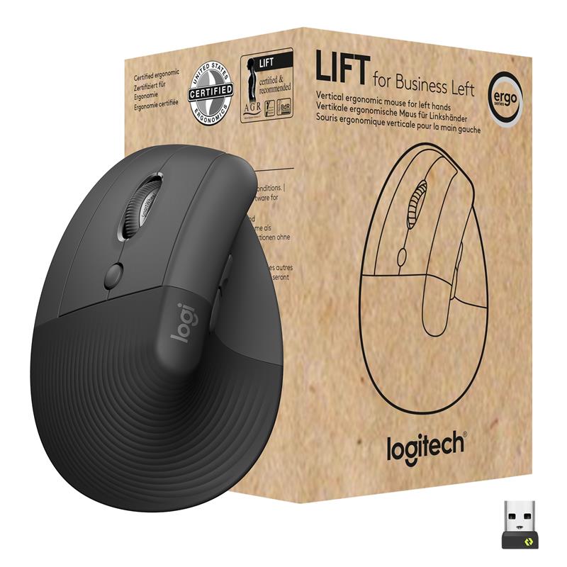 Logitech LIFT WL Vertical Ergonomic for Busi. grafit LEFT BT für Linkshänder, 6 Tasten