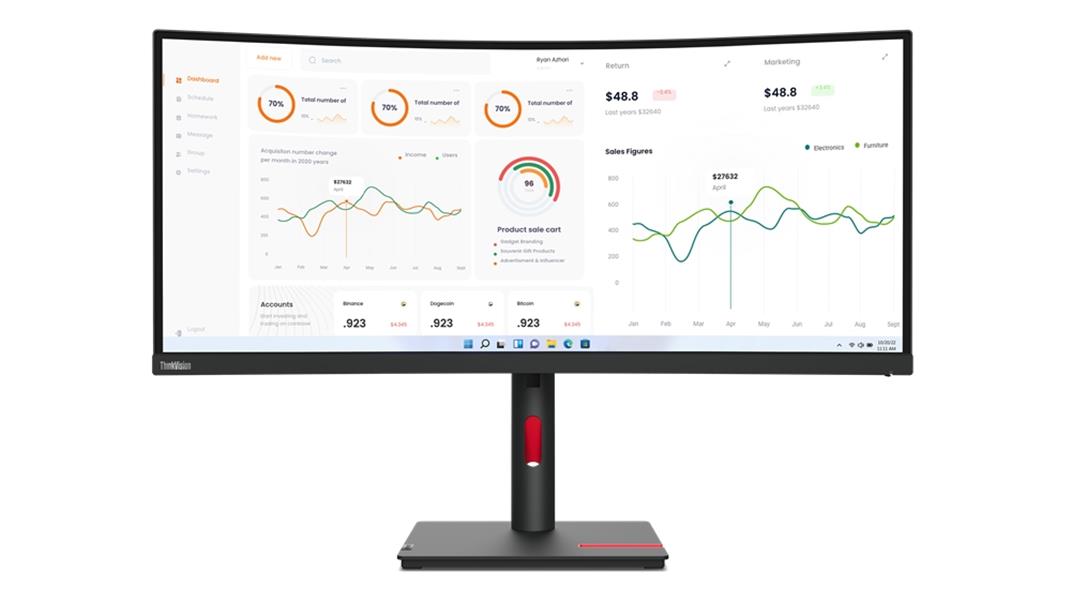 Lenovo ThinkVision T34w-30 86,4 cm (34"") 3440 x 1440 Pixels Wide Quad HD LED Zwart