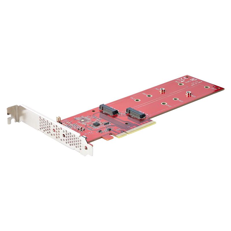 StarTech.com Dual M.2 PCI Express SSD Adapter Kaart, PCIe x8 / x16 naar Dual NVMe of AHCI M.2 SSDs, M2 PCIe Adapter, PCI Express 4.0, 7.8GBps/Schijf, 
