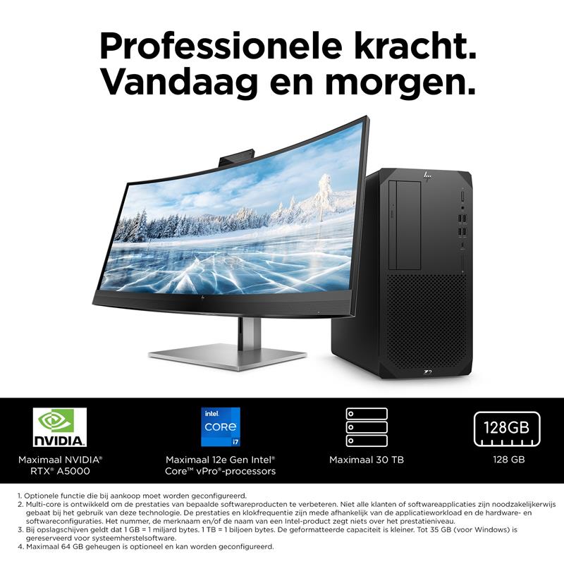 HP Z2 Tower G9 Intel® Core™ i7 i7-14700 16 GB DDR5-SDRAM 512 GB SSD Windows 11 Pro Workstation Zwart