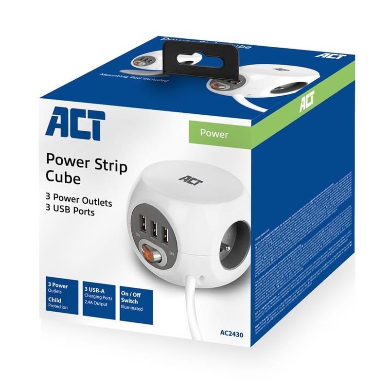 ACT AC2430 energiedistributie 3 AC-uitgang(en) Wit