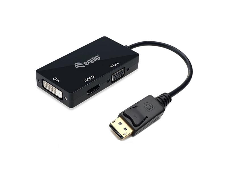 Equip 133441 video kabel adapter 0,24 m DisplayPort DVI-D + VGA (D-Sub) + HDMI Zwart