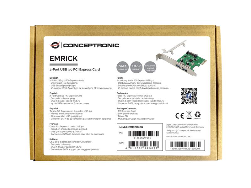 Conceptronic EMRICK06G interfacekaart/-adapter Intern USB 3.2 Gen 1 (3.1 Gen 1)