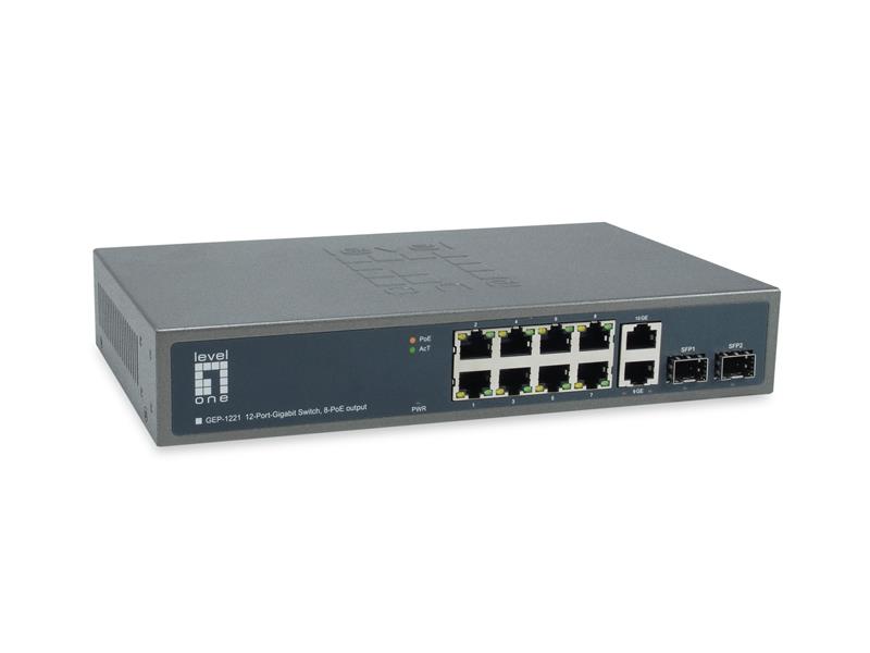 LevelOne GEP-1221 netwerk-switch Unmanaged Gigabit Ethernet (10/100/1000) Power over Ethernet (PoE) Zwart