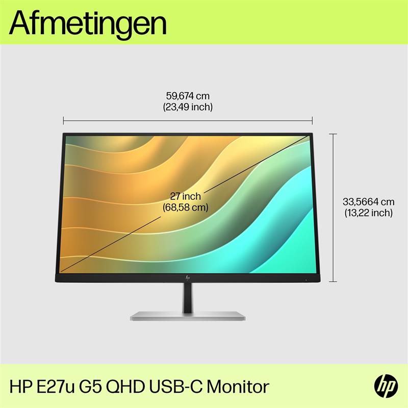 HP E27u G5 computer monitor 68,6 cm (27"") 2560 x 1440 Pixels Quad HD LCD Zwart