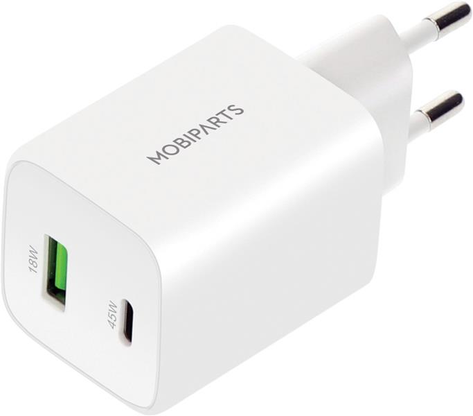 Mobiparts GaN Wall Charger USB-C/USB-A PD 3.0/QC 45W White