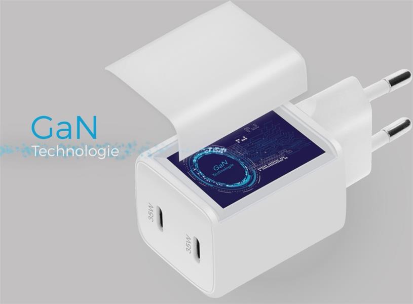 Mobiparts GaN Wall Charger USB-C/USB-A PD 3.0/QC 45W White