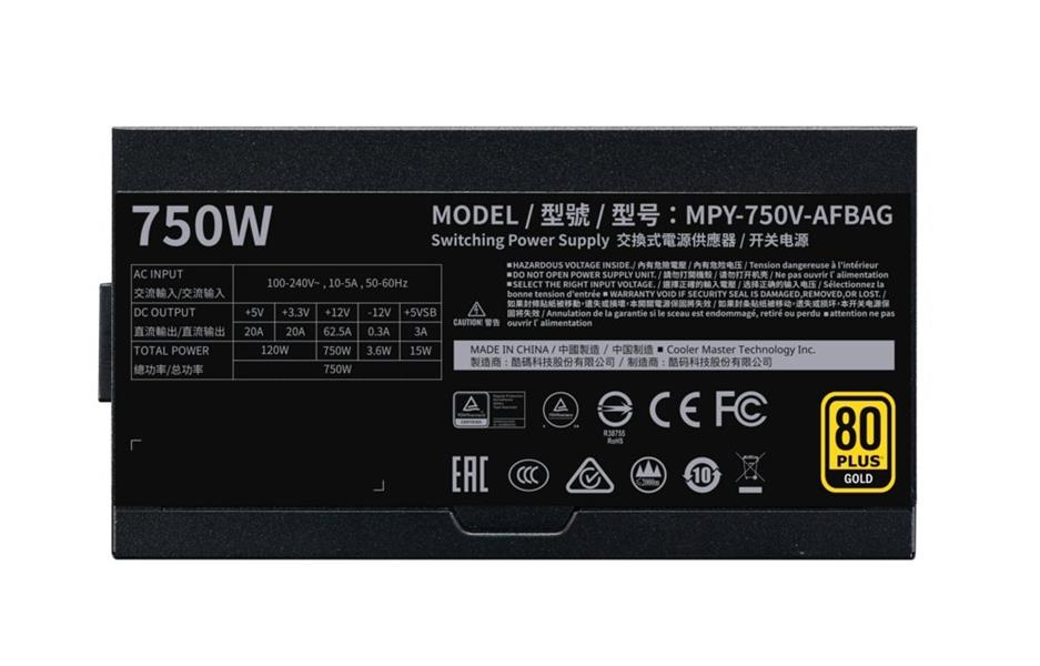 Cooler Master V750 Gold-v2 PSU ATX 750W Modular 90% silent 135mm Black