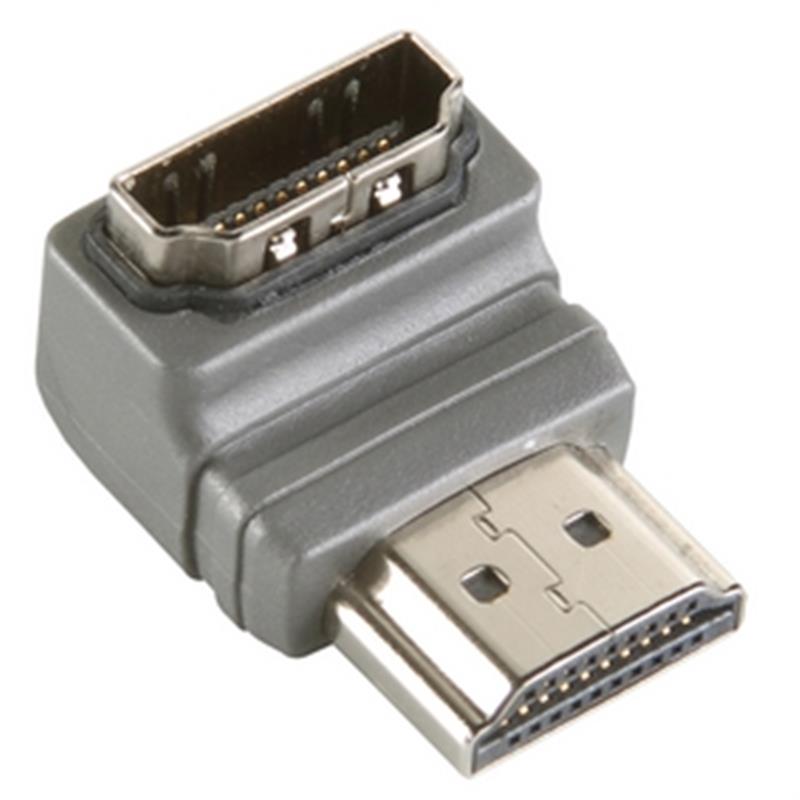 High Speed HDMI met Ethernet Adapter 90Â° Haaks HDMI-Connector - HDMI Female Grijs
