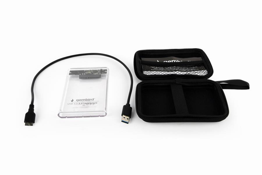 USB 3 0 externe HDD behuizing voor 2 5 SATA schijven van 9 5 mm transparant
