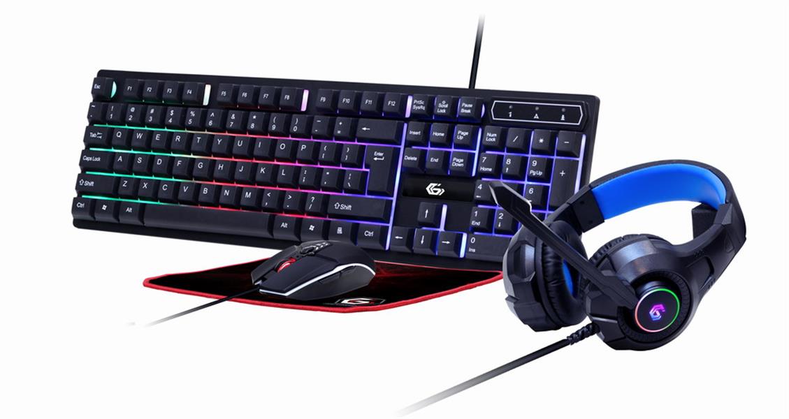 Gembird 4-in-1 backlight gaming kit - Ghost - keyboard muis headset en muismat in Gembird Gaming design