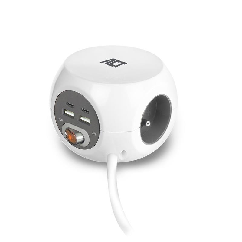 ACT AC2435 power uitbreiding 1,5 m 3 AC-uitgang(en) Binnen Wit