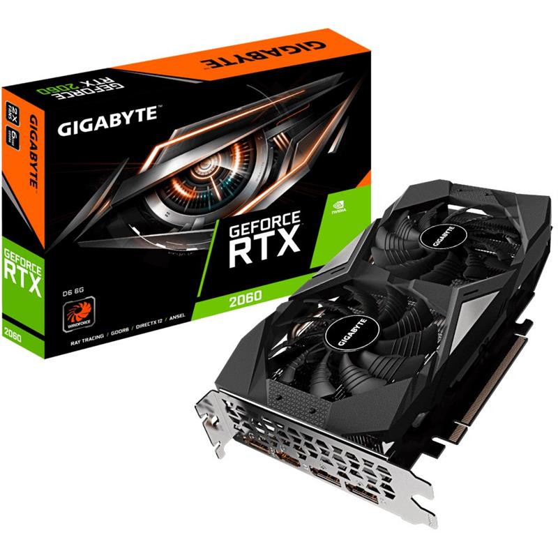 Gigabyte GV-N2060D6-6GD videokaart NVIDIA GeForce RTX 2060 6 GB GDDR6