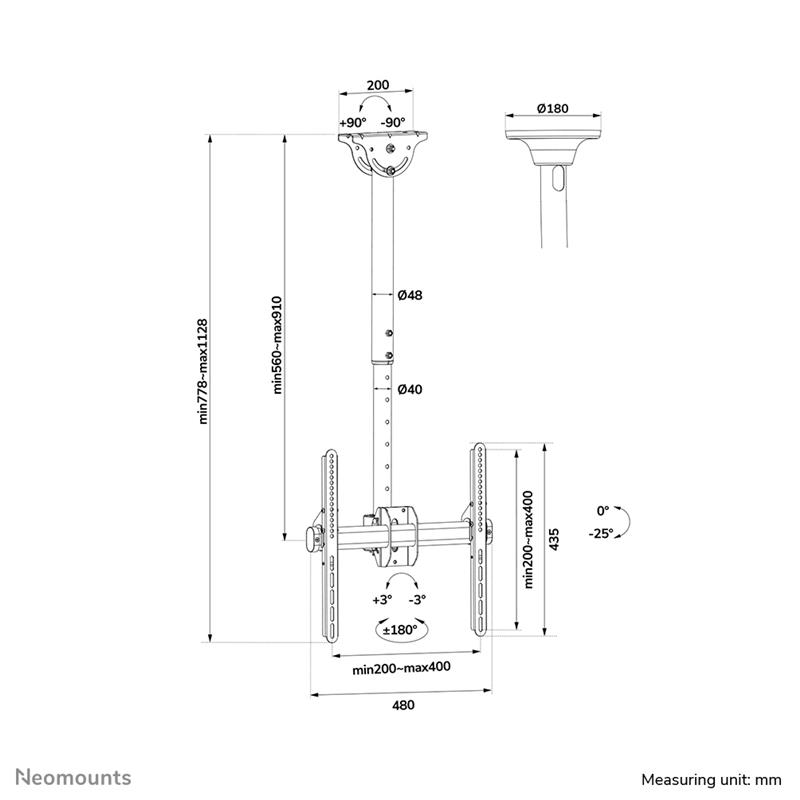 Neomounts monitor plafondsteun