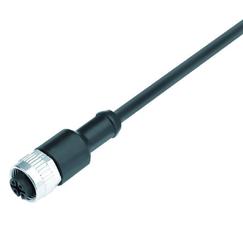 Binder M12 connector female recht moulded met A-codering met 2 meter kabel 5 polig