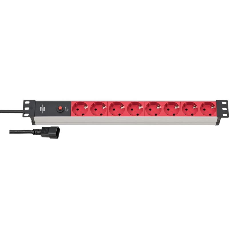 Brennenstuhl Alu-Line 19 inch PDU 10A met 8x Type F aansluitingen en C14 UPS-stekker