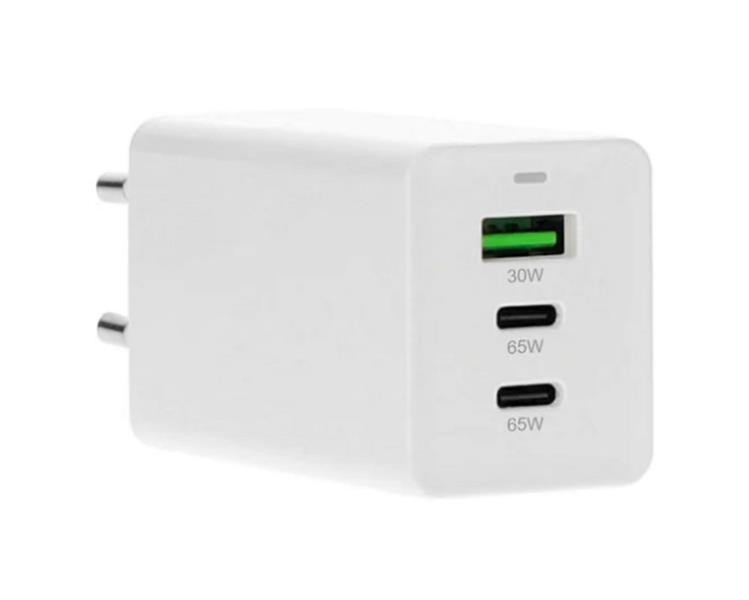 Mobiparts GaN Wall Charger USB-Cx2/USB-A PD 3.0/QC 65W White