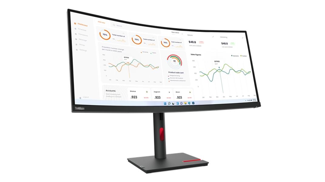 Lenovo ThinkVision T34w-30 86,4 cm (34"") 3440 x 1440 Pixels Wide Quad HD LED Zwart