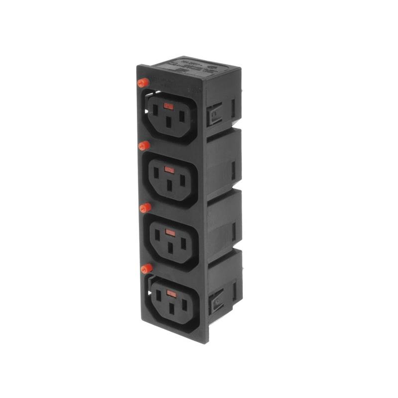 ACT STF074 kabel-connector 4x IEC 60320 C13 Zwart