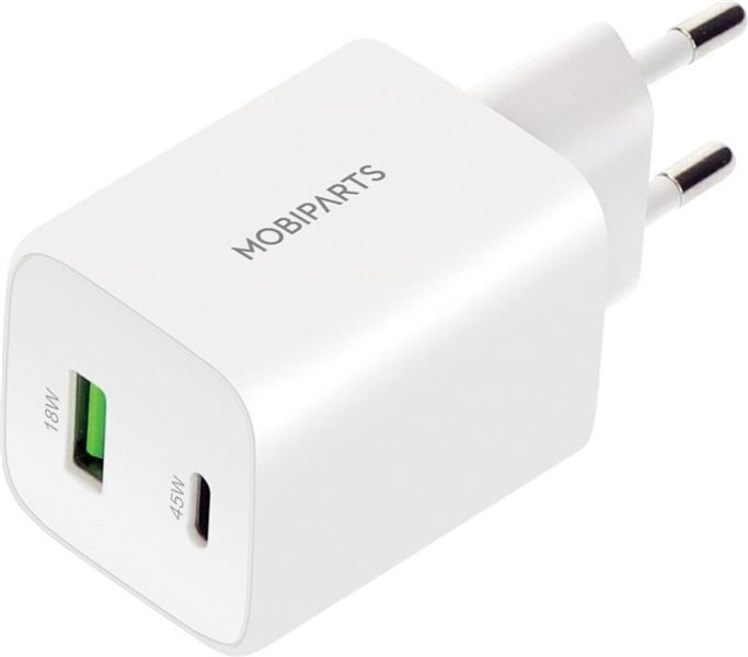 Mobiparts GaN Wall Charger USB-C/USB-A PD 3.0/QC 45W White