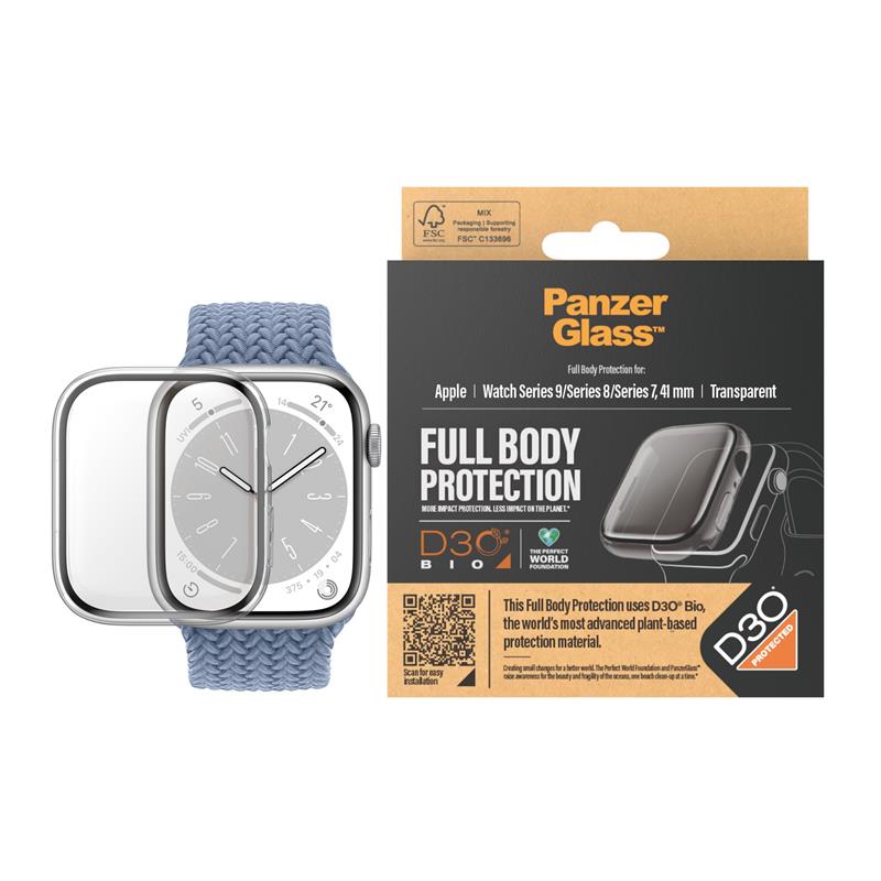 PanzerGlass Apple Watch Full Body Case D30 Transparant Gehard glas, Polyethyleentereftalaat (PET)